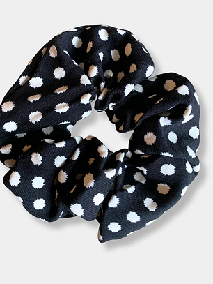SCRUNCHIE NEGRO PUNTOS BANCOS 