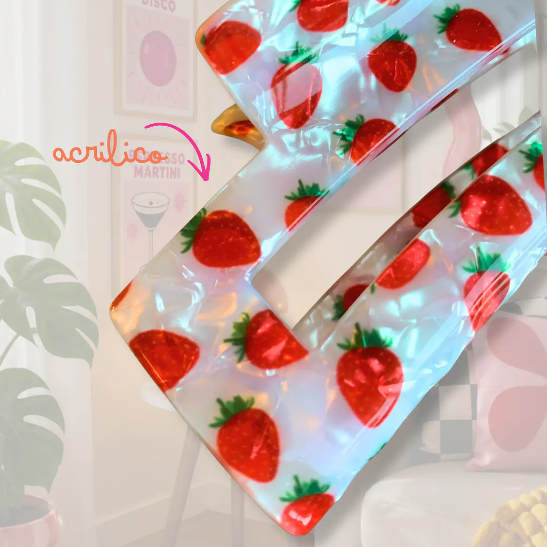 PINCHE RECTANGULAR ACRILICO FRUTILLAS 2