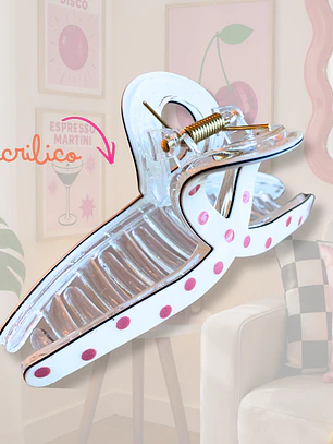 PINCHE CURVO BEIGE PUNTOS 