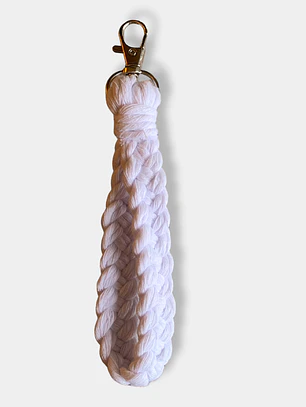 LLAVERO MACRAME GRUESO BLANCO