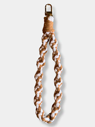 LLAVERO MACRAME TRENZADO CAFE