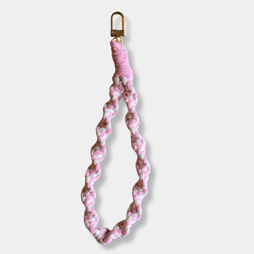LLAVERO MACRAME TRENZADO ROSADO 1