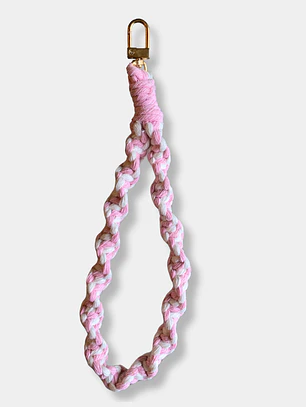 LLAVERO MACRAME TRENZADO ROSADO