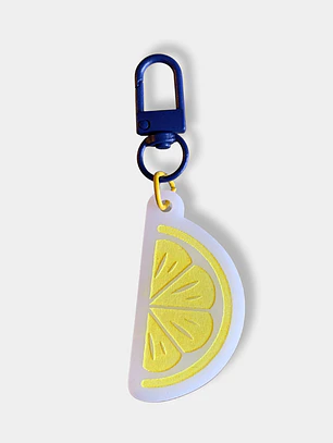 LLAVERO ACRILICO GRABADO LIMON GANCHO AZUL