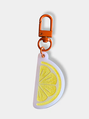 LLAVERO ACRILICO GRABADO LIMON GANCHO NARANJO