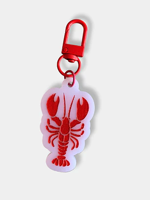 LLAVERO ACRILICO GRABADO LANGOSTA GANCHO ROJO