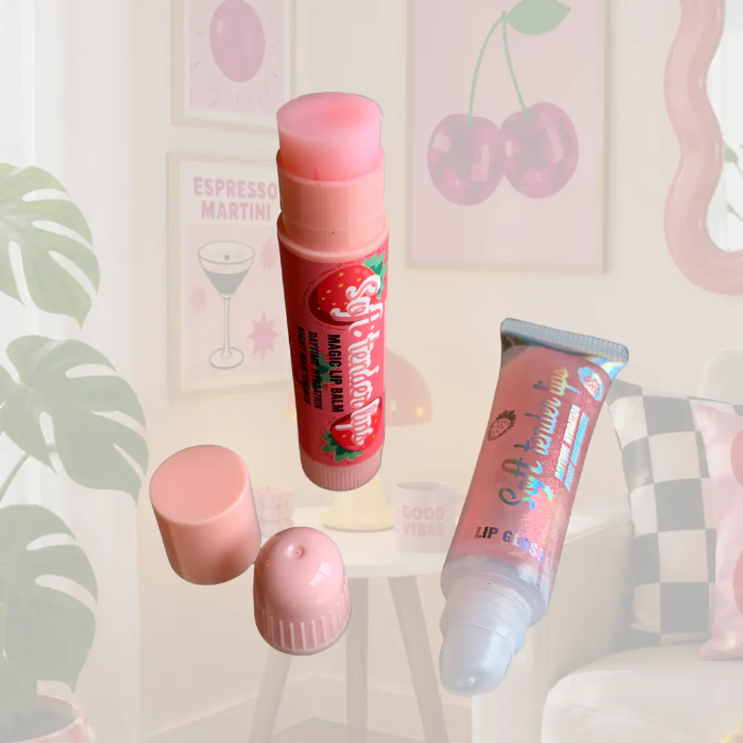 SET BRILLO LABIAL Y BALSAMO FRUTILLA 2