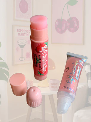 SET BRILLO LABIAL Y BALSAMO FRUTILLA