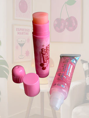 SET BRILLO LABIAL Y BALSAMO CEREZA