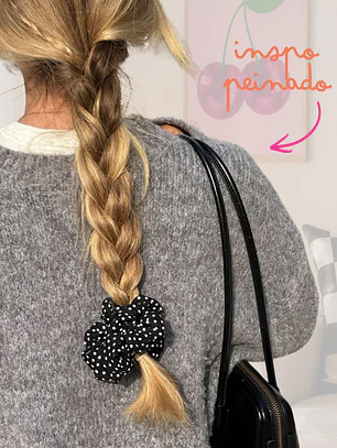 SCRUNCHIE NEGRO PUNTOS BANCOS 