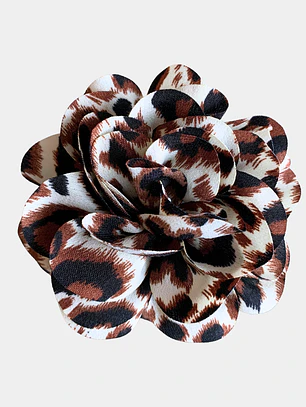 PINCHES FLOR TELA LEOPARDO 