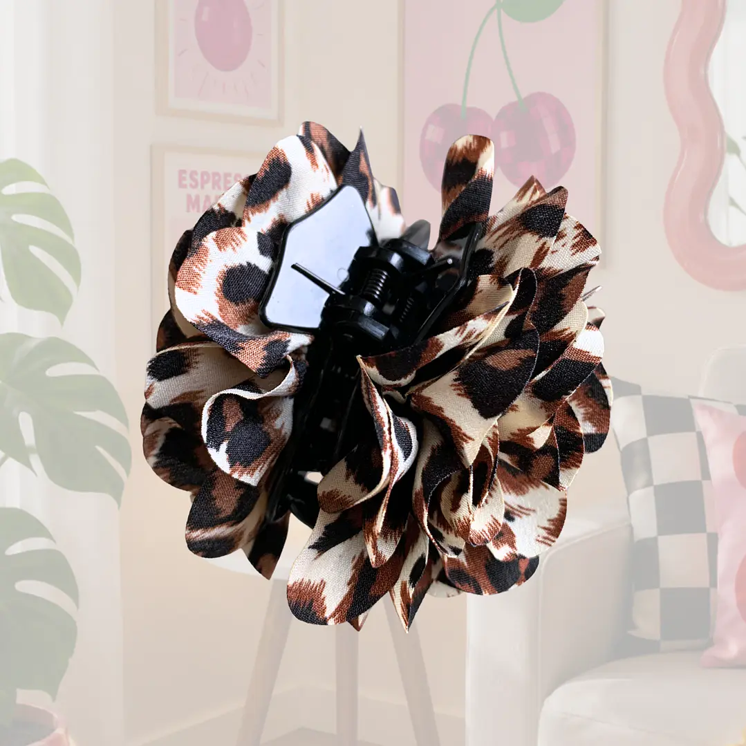 PINCHES FLOR TELA LEOPARDO  3