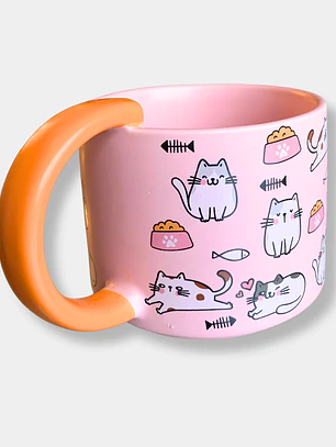 TAZON ROSADO GATOS GRISES ASA NARANJA
