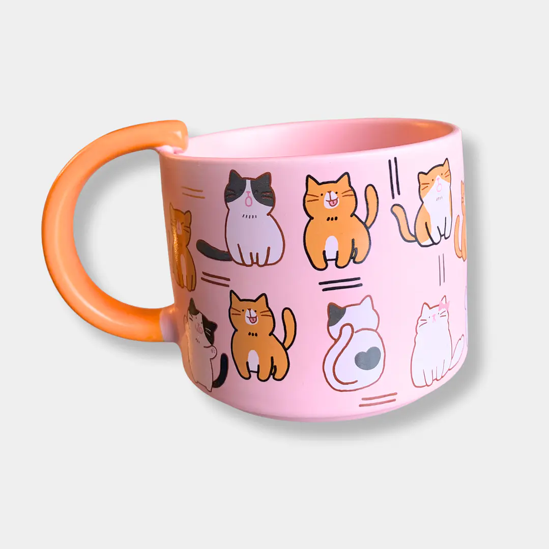 TAZON ROSADO GATOS CAFE ASA NARANJA 1