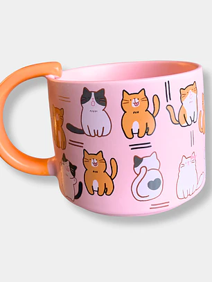 TAZON ROSADO GATOS CAFE ASA NARANJA