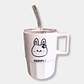 VASO CERAMICA BLANCO CON BOMBILLA CONEJO - Miniatura 1