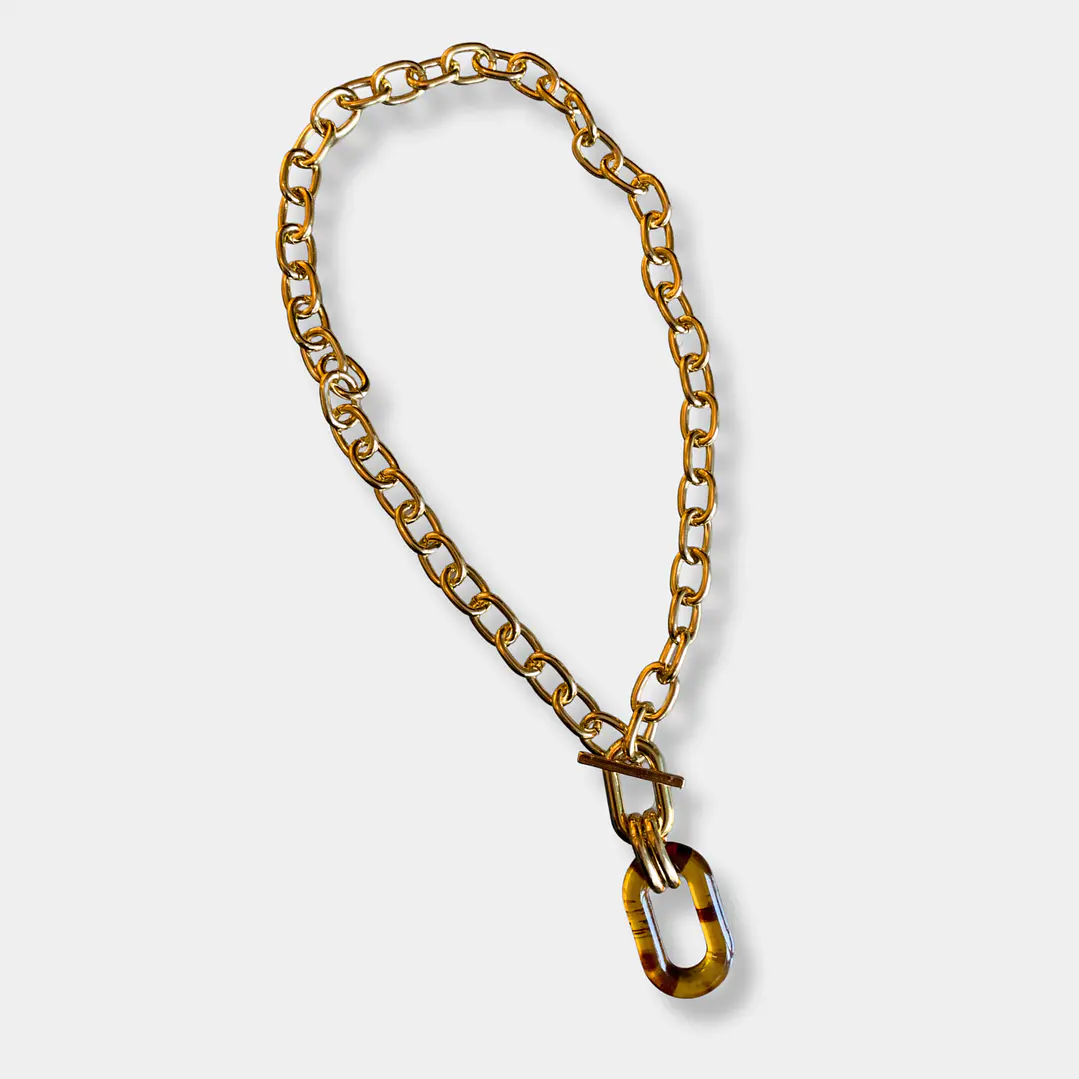 COLLAR CADENA DORADO DIJE AMBAR 1