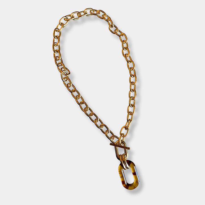 COLLAR CADENA DORADO DIJE AMBAR 1