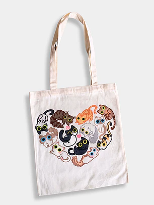 TOTTE BAG GATOS CORAZON