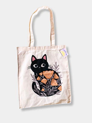 TOTTE BAG GATO NEGRO Y FLORES