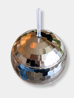 VASO BOLA DISCO PLATEADA