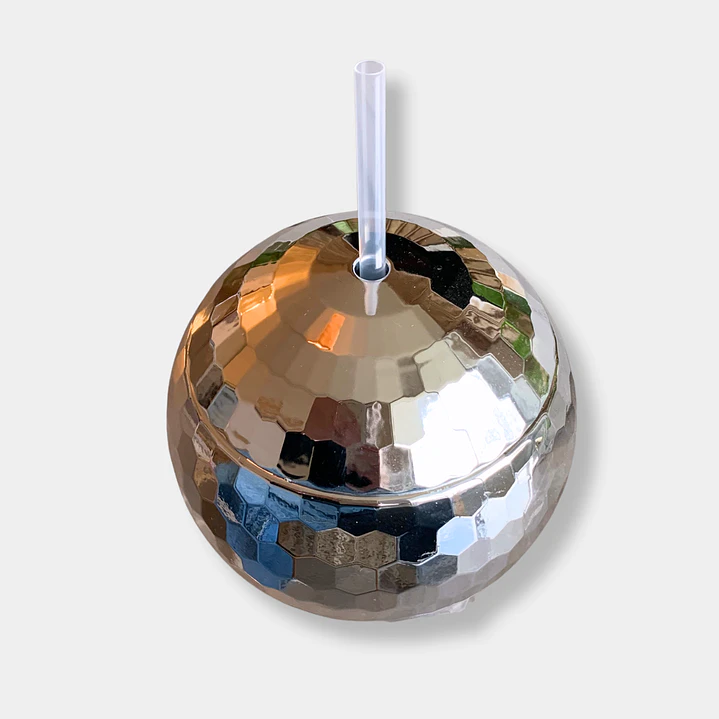 VASO BOLA DISCO PLATEADA 1
