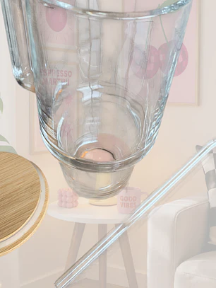 VASO VIDRIO BOMBILLA TAPA BAMBU
