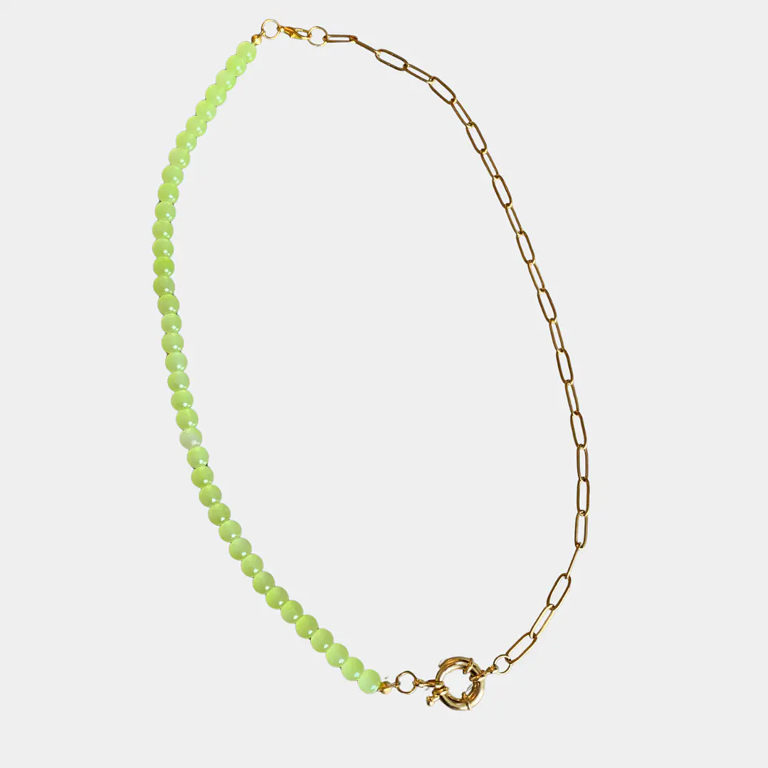 COLLAR CADENA DORADA PERLAS  3