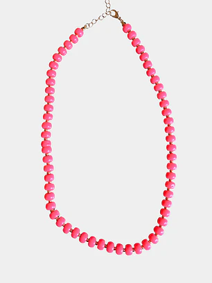 COLLAR FUCSIA Y MOSTACILLAS DORADAS