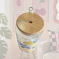 VASO VIDRIO TAPA BAMBU LIMONES  - Miniatura 2