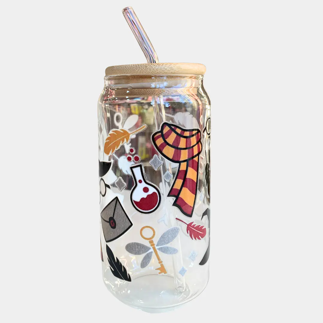 VASO VIDRIO TAPA BAMBU HARRY PHOTER  1