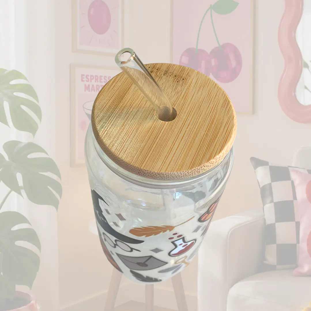 VASO VIDRIO TAPA BAMBU HARRY PHOTER  2