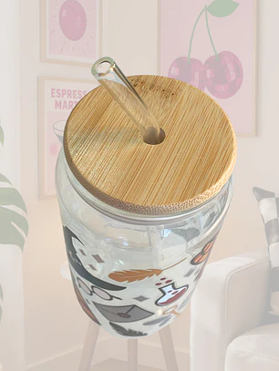 VASO VIDRIO TAPA BAMBU HARRY PHOTER 