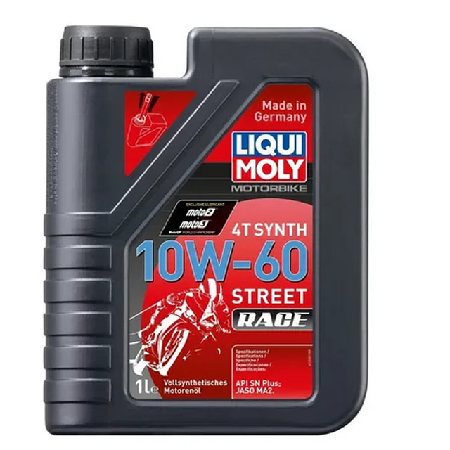 Aceite Sintético Liqui Moly 10W-60 para moto Motorbike 4T Synth 10W-60 street Race 1L