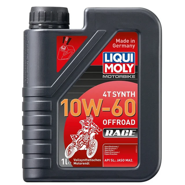 Aceite Sintético Liqui Moly 10W-60 para moto Motorbike 4T Synth 10W-60 offroad Race 1L