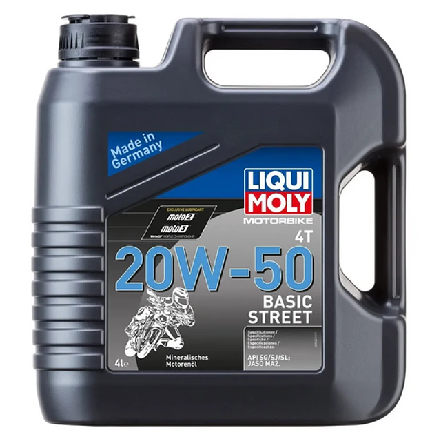 Aceite Liqui Moly 20W-50 para moto Motorbike 4T 20W-50 Basic street 4L