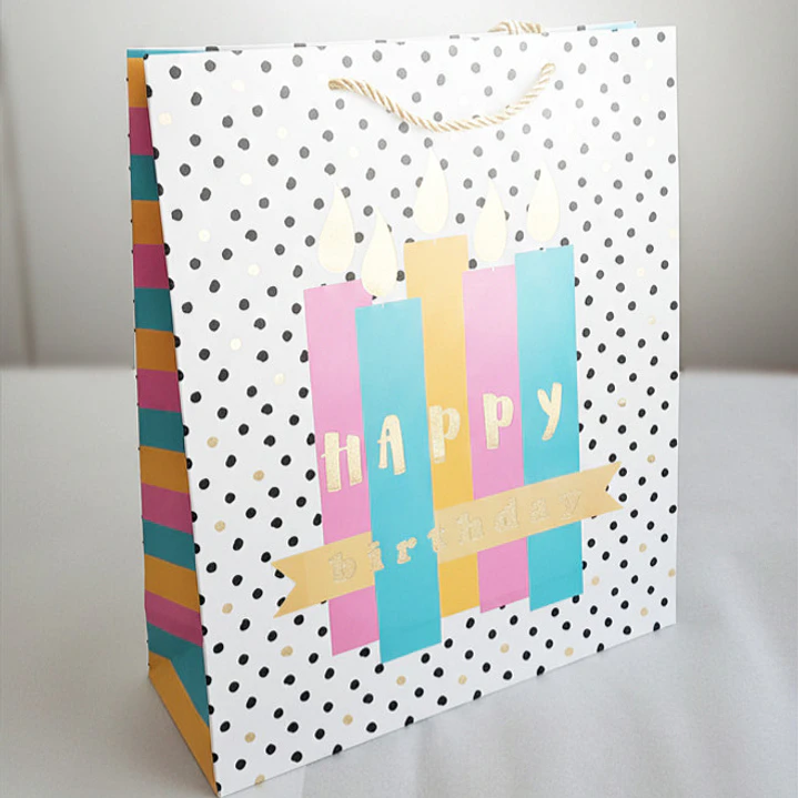 Bolsa Grande para Regalo Cumpleaños Detalles Dorados 3