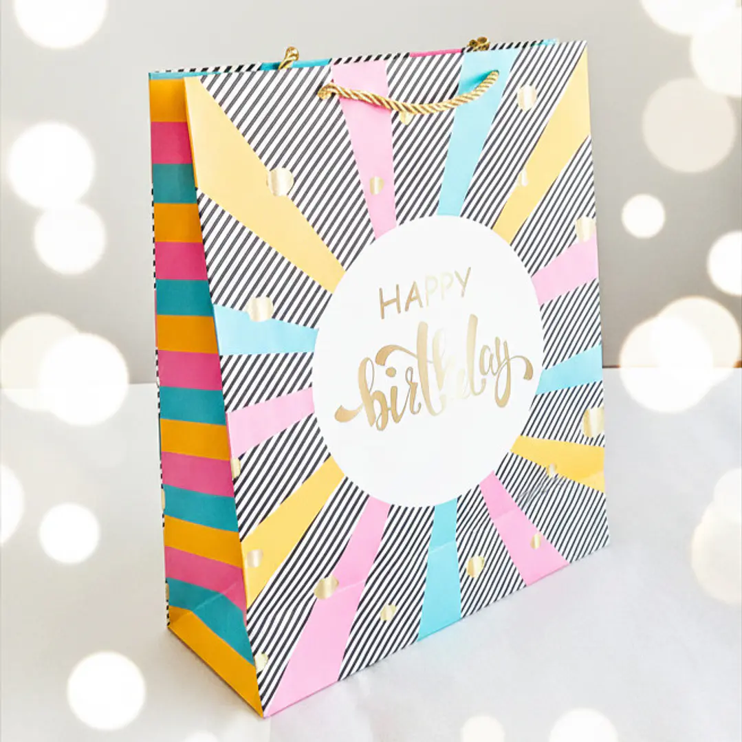 Bolsa Grande para Regalo Cumpleaños Detalles Dorados 5