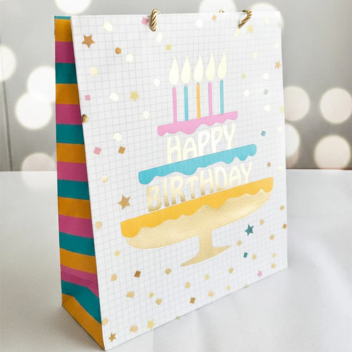 Bolsa Grande para Regalo Cumpleaños Detalles Dorados 6