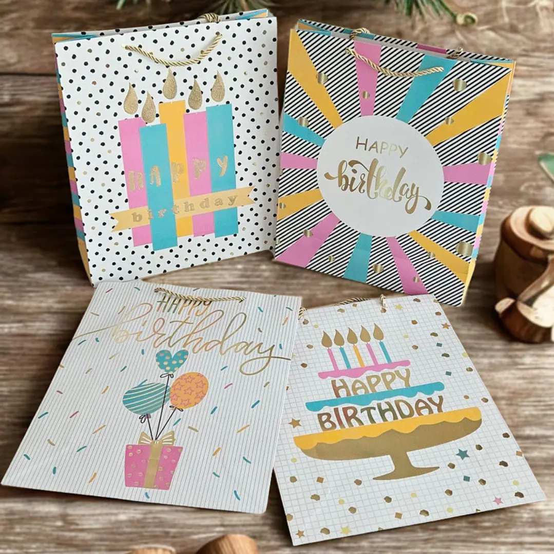Bolsa Grande para Regalo Cumpleaños Detalles Dorados 7