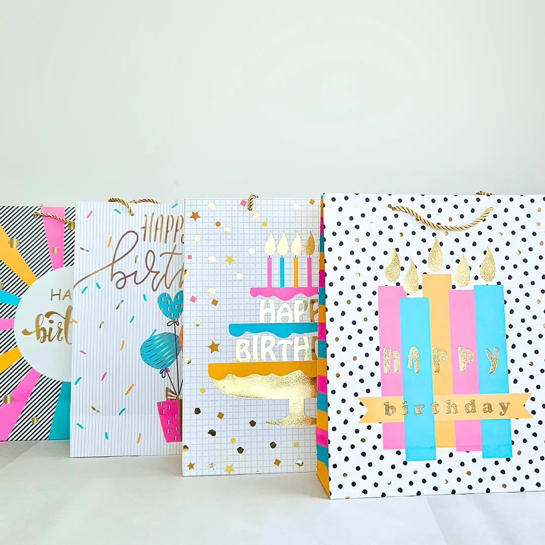 Bolsa Grande para Regalo Cumpleaños Detalles Dorados 2
