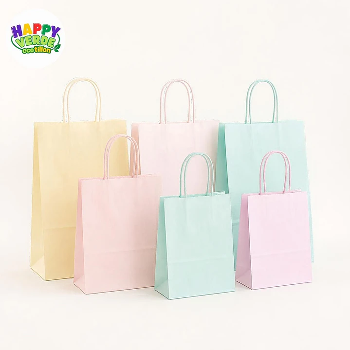 Bolsa Grande de Papel 26x33x12cm Colores Pastel 3