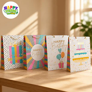 Bolsa Grande para Regalo Cumpleaños Detalles Dorados