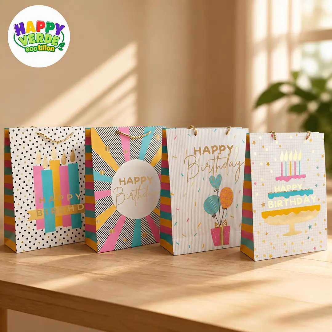 Bolsa Grande para Regalo Cumpleaños Detalles Dorados 1