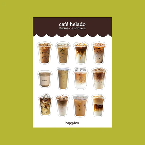 café helado - láminas de stickers