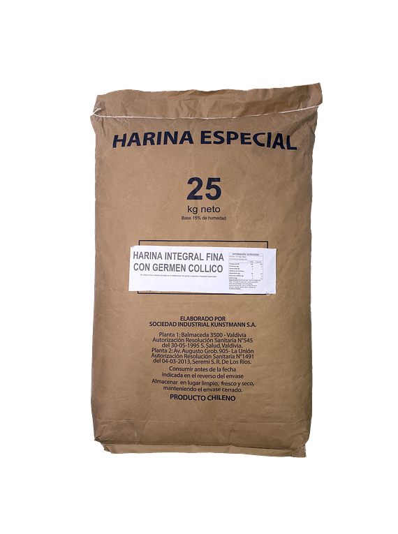 Harina Integral Fina con Germen de Trigo 25 kg