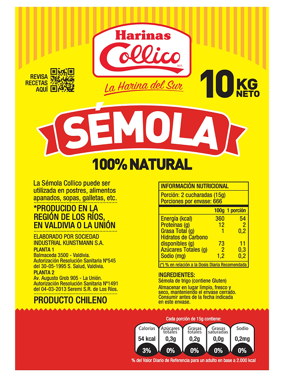 Semola Collico 10 Kg Papel