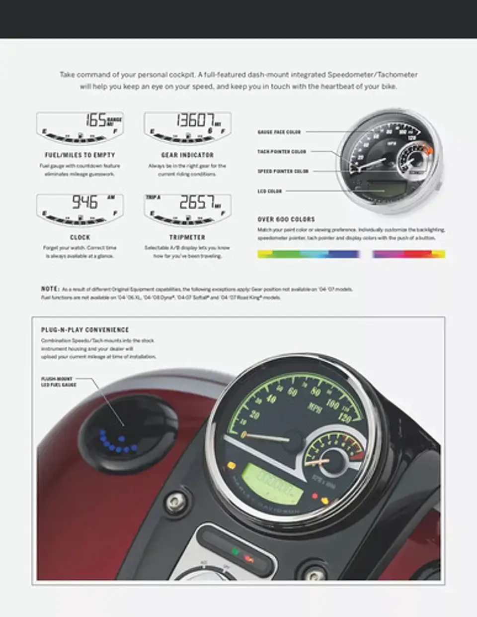 Harley-davidson Combination Analog Speedometer Tachometer 3