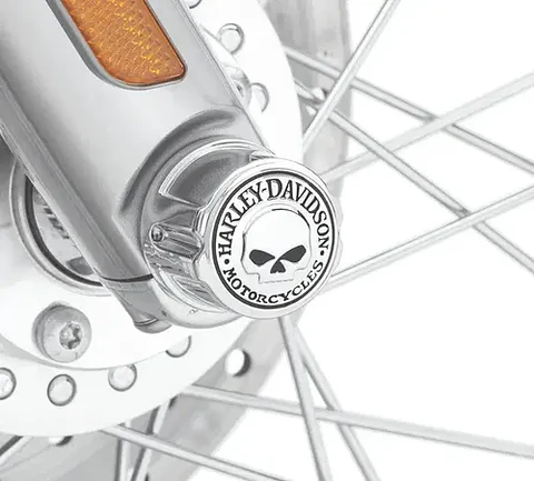 Harley-davidson Willie G Skull Front Axle Nut Covers Chrome