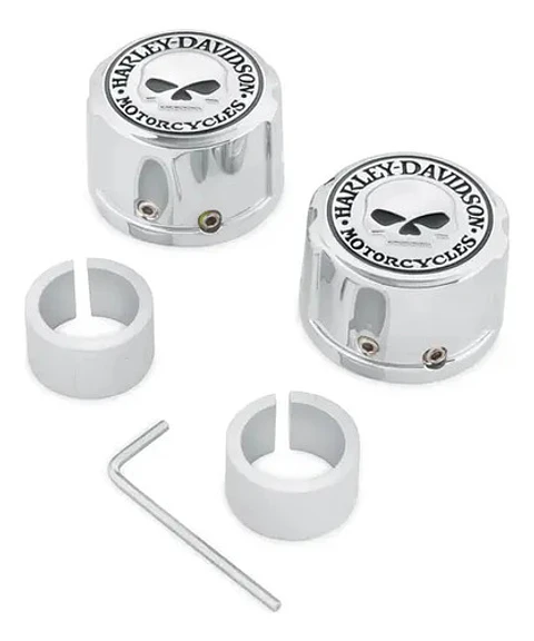 Harley-davidson Willie G Skull Front Axle Nut Covers Chrome